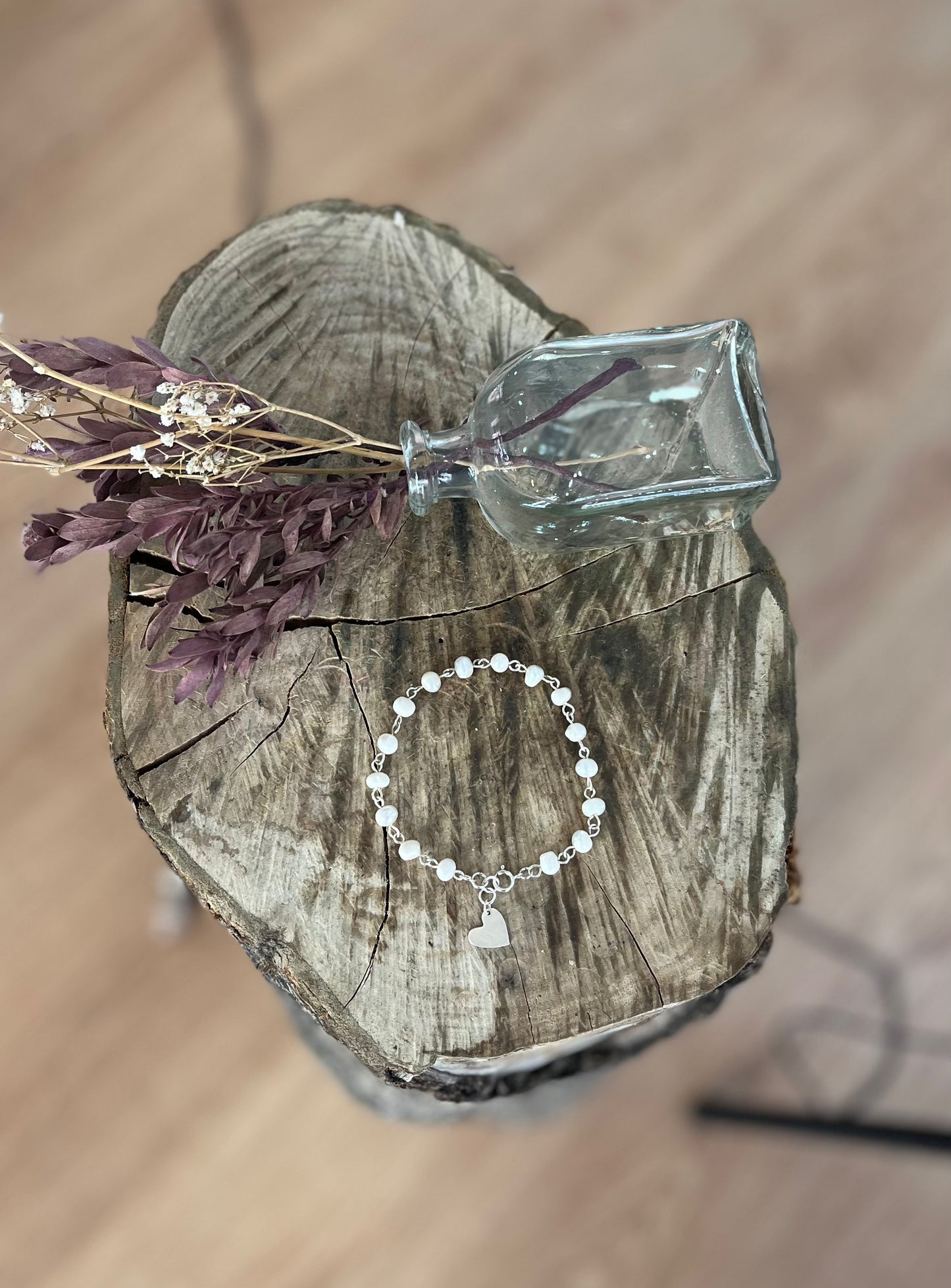 925 silver thread and pearl bracelet