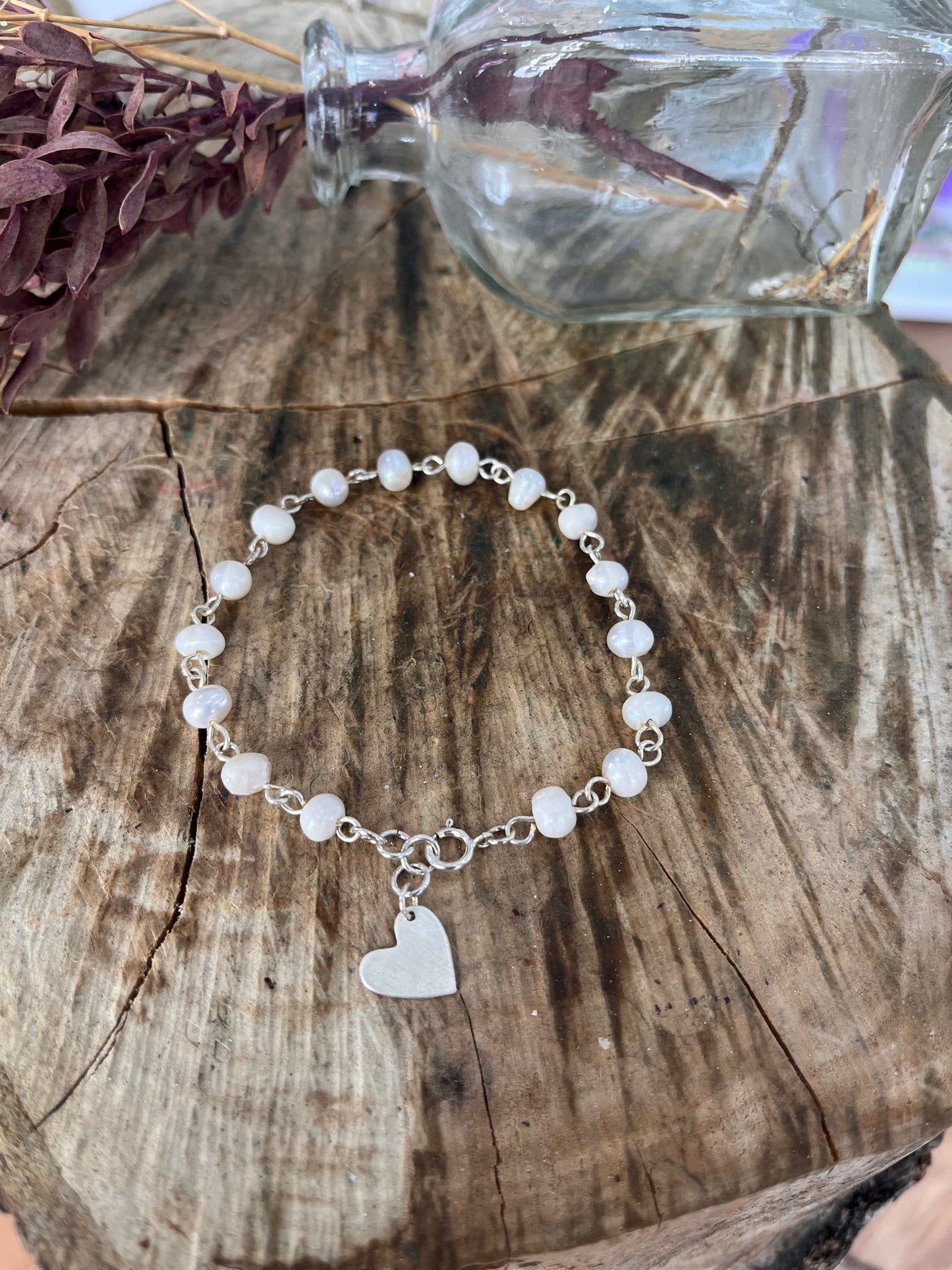 925 silver thread and pearl bracelet