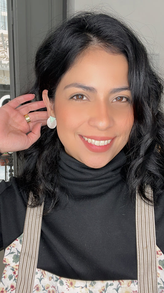 Pendientes Belén verde claro- Hechos a mano en Plata 925