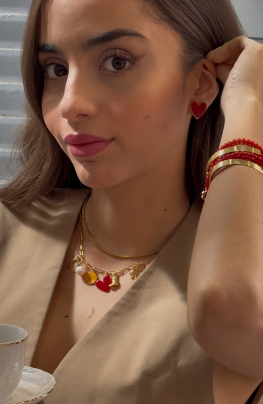 Collar de acero artesanal y corazon hecho a mano