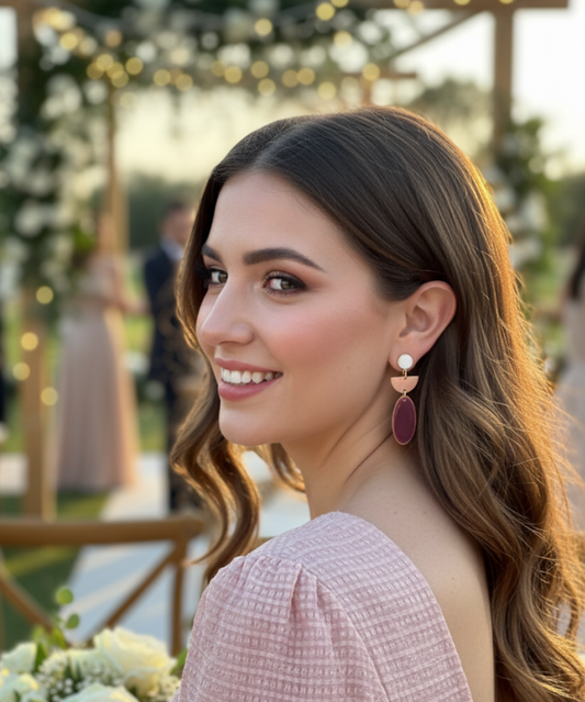 Pendientes Geometría Vino- hechos a mano