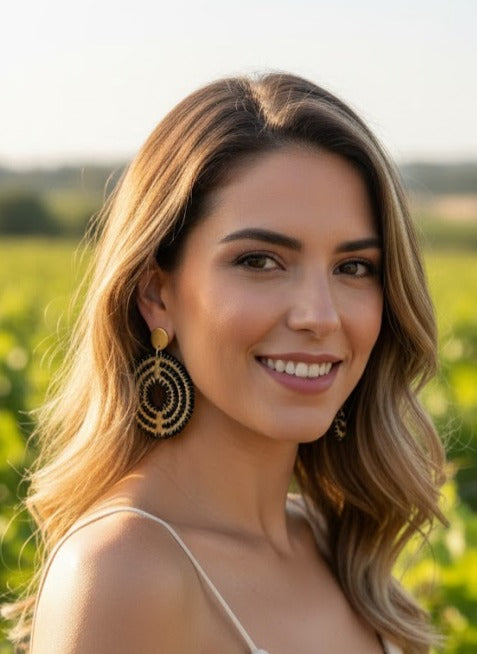 Maxi woven Midi BLACK earrings