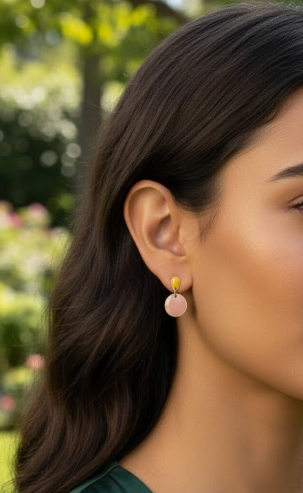 Pendientes Pétalo MINI amarillo y rosa - hechos en resina pintados a mano