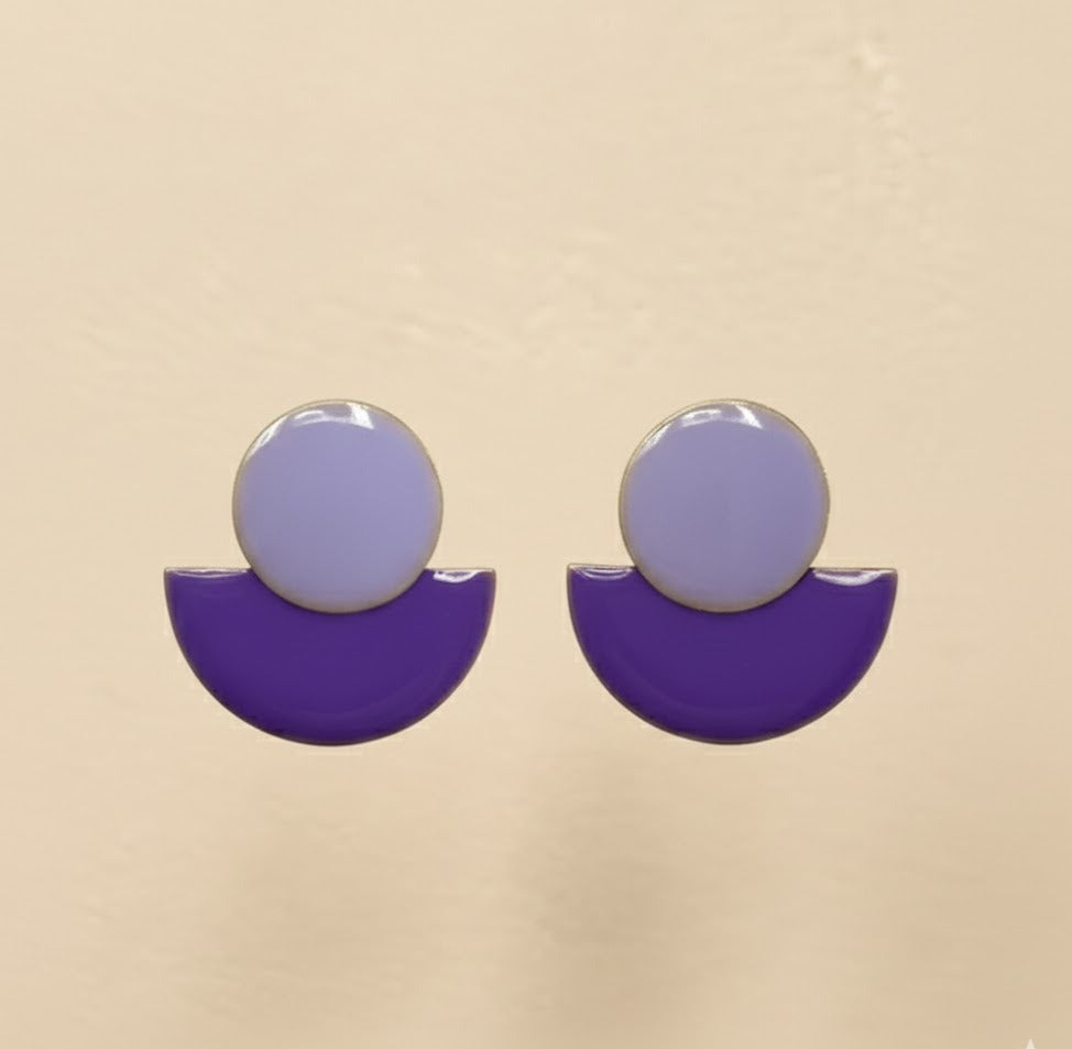 Semi-purple handmade earrings