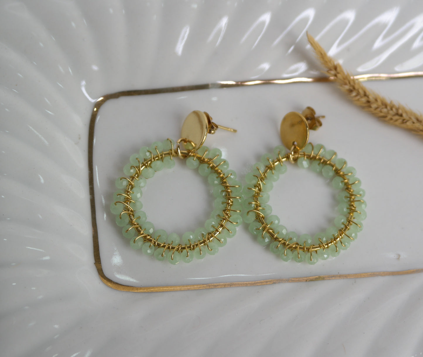 Pendientes tejidos en acero y cristal