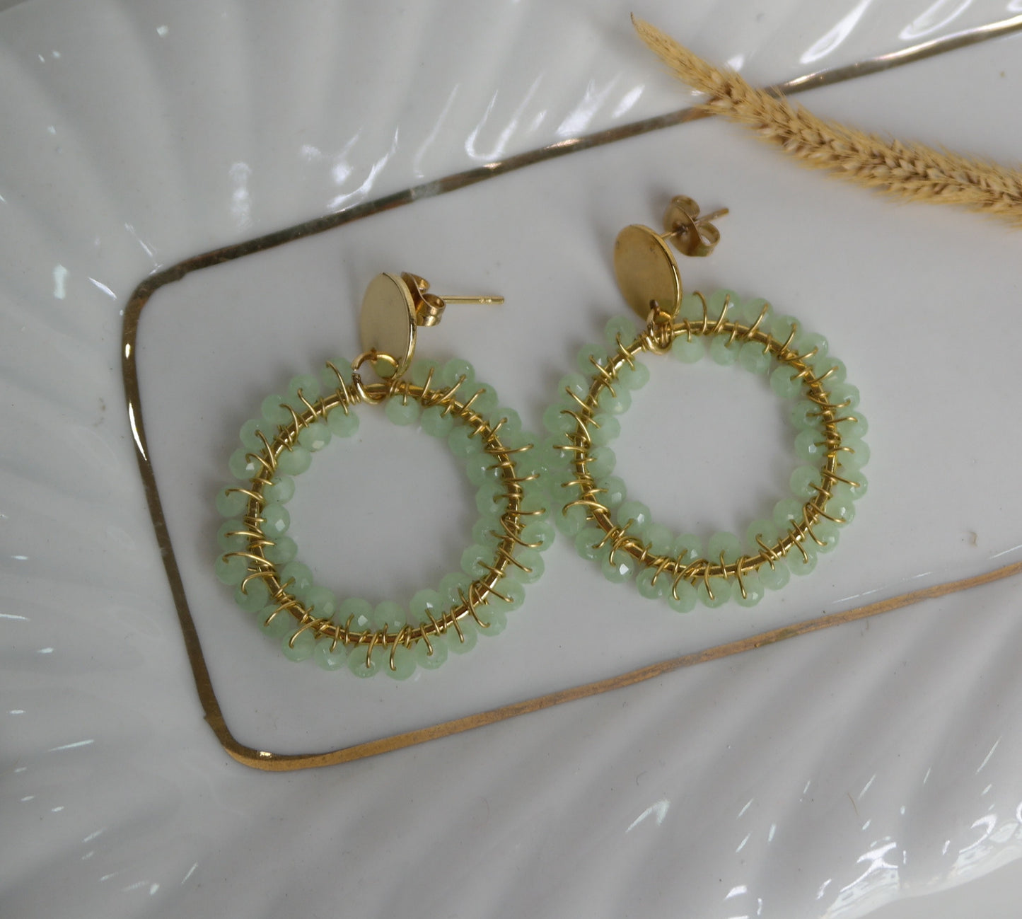 Pendientes tejidos en acero y cristal