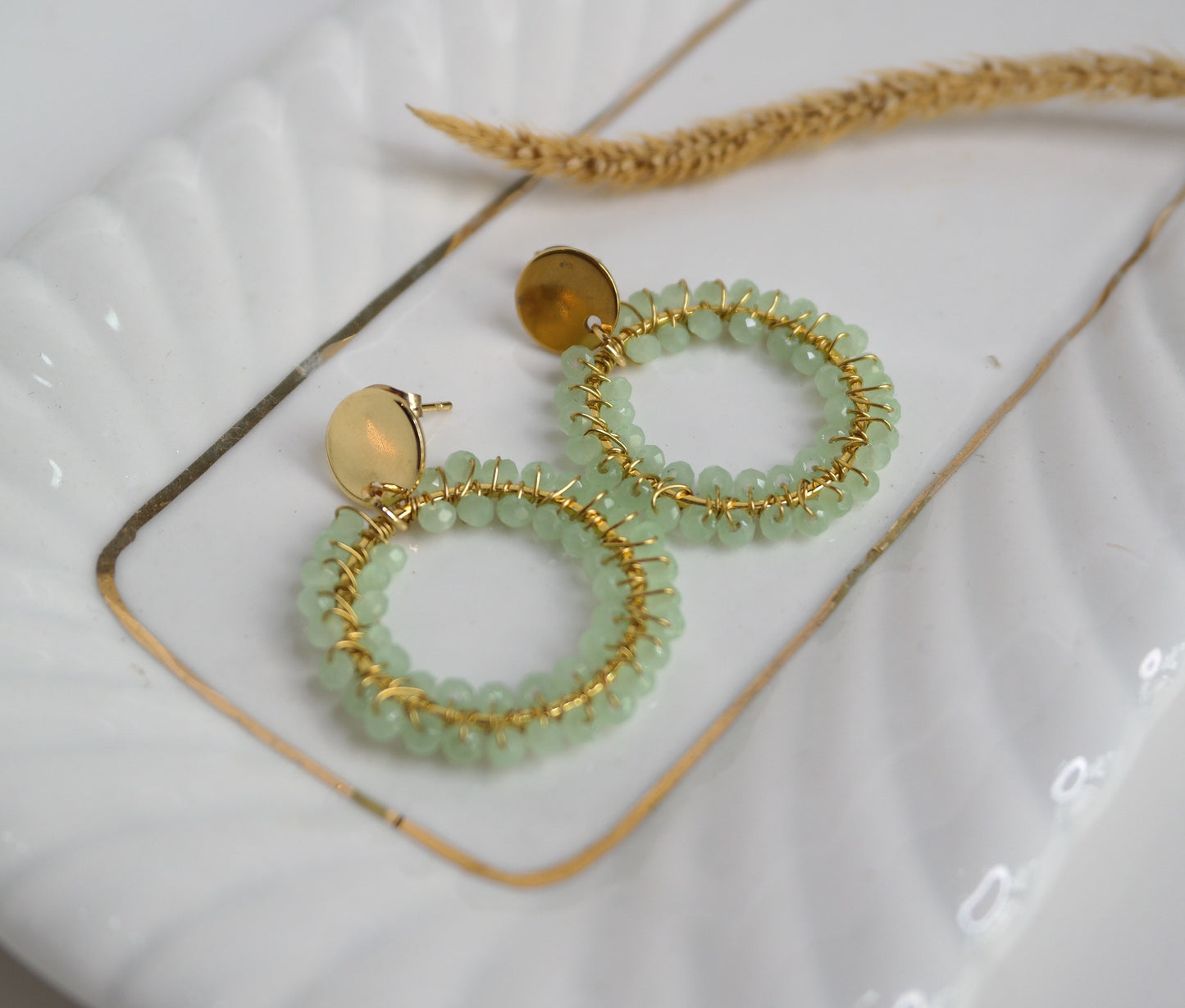 Pendientes tejidos en acero y cristal