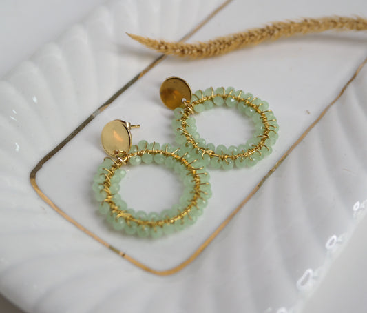 Pendientes tejidos en acero y cristal