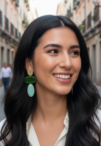 Pendientes Maxicolor/verde & azul