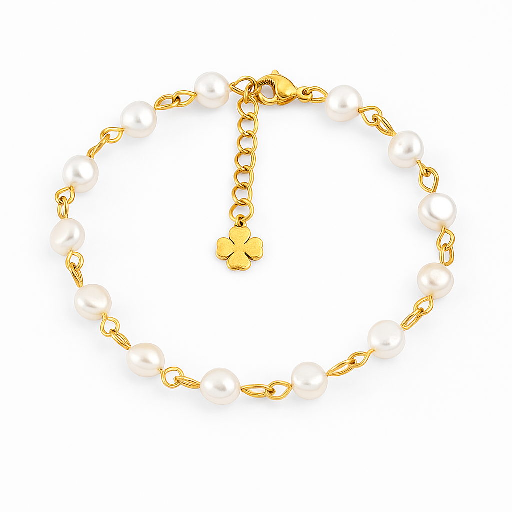 Pearl and stainless steel bracelet