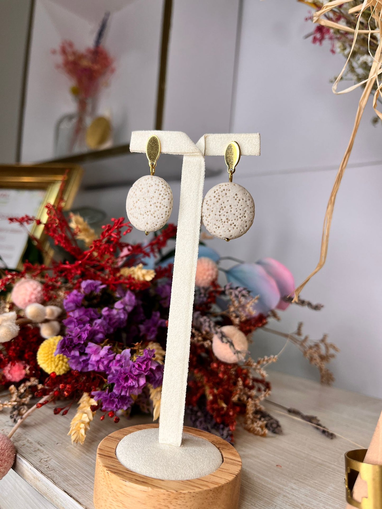 White Volcanic Stone Earrings