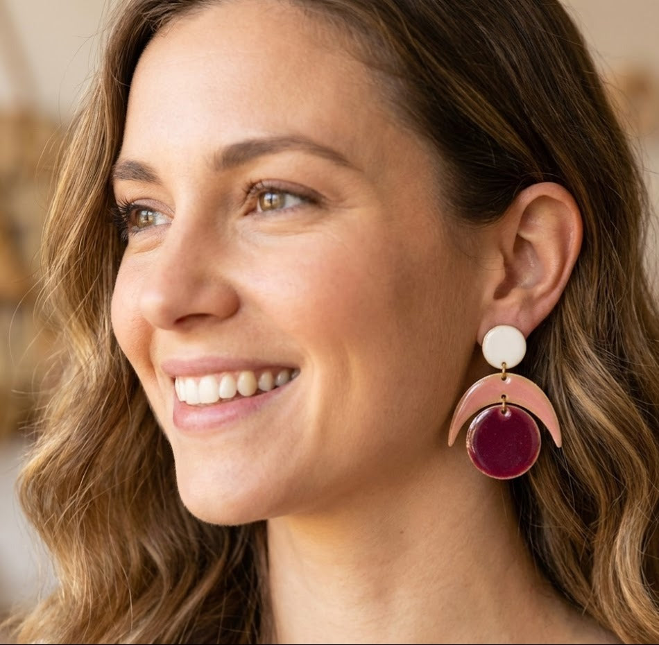 Boucles d'oreilles semi-faites à la main vert printemps