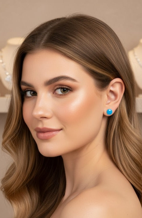 Pendientes Lunares azul MINI - pintados a mano