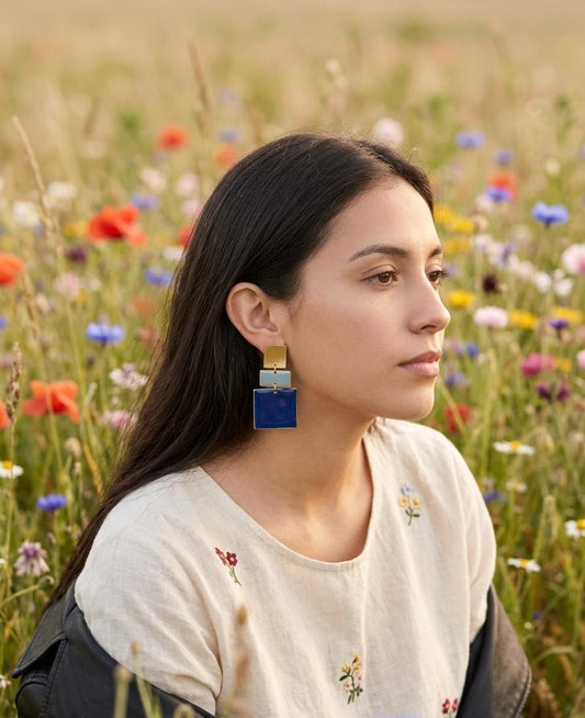 Pendientes Acuadros Azules
