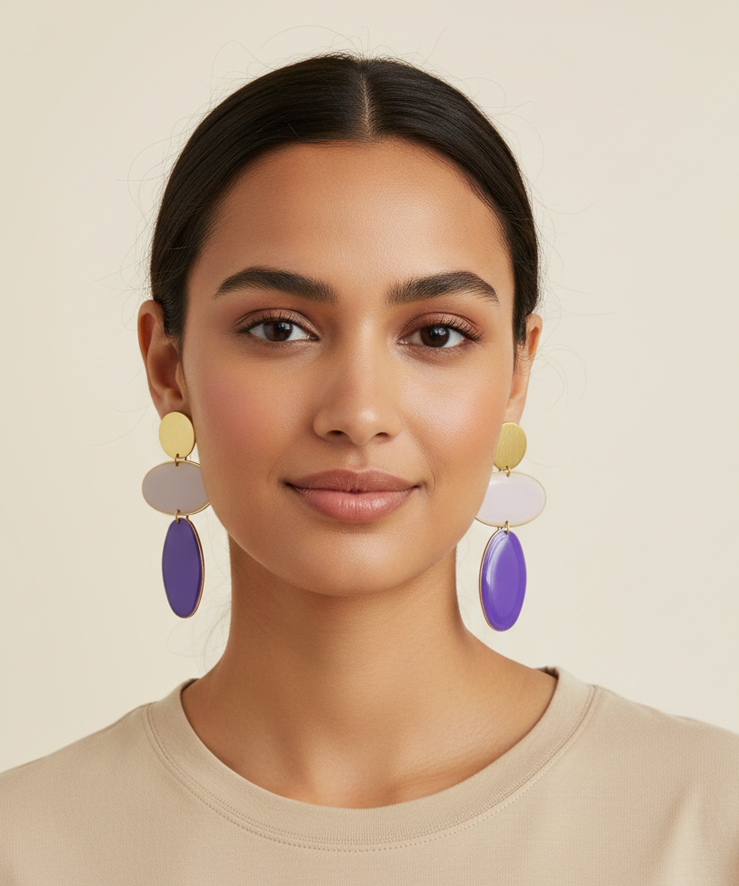 Pendientes Maxicolor Morados - hechos a mano