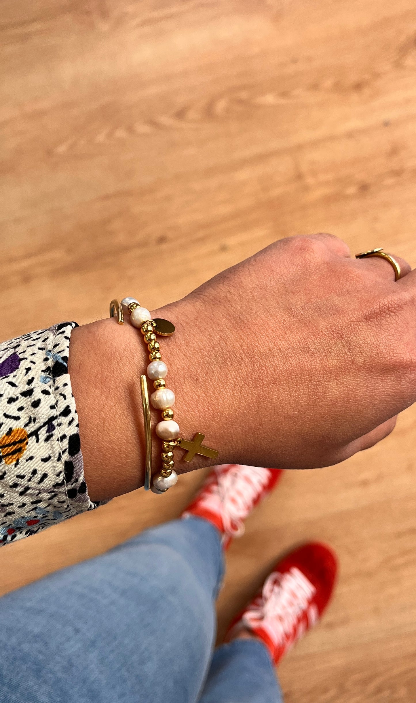 Rosary pearl bracelet