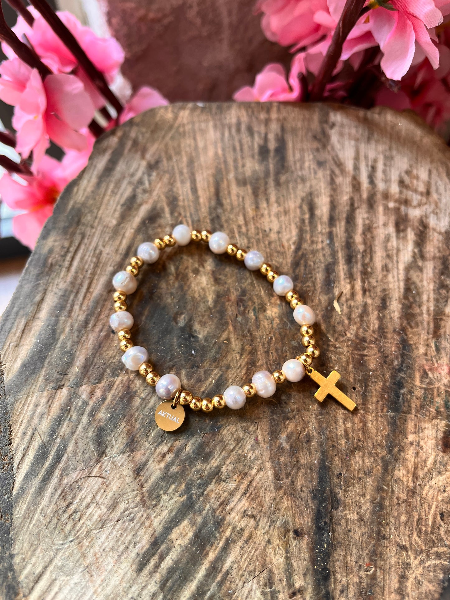 Rosary pearl bracelet