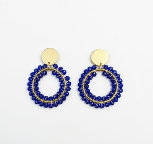 Small Hand-Woven Blue Earrings