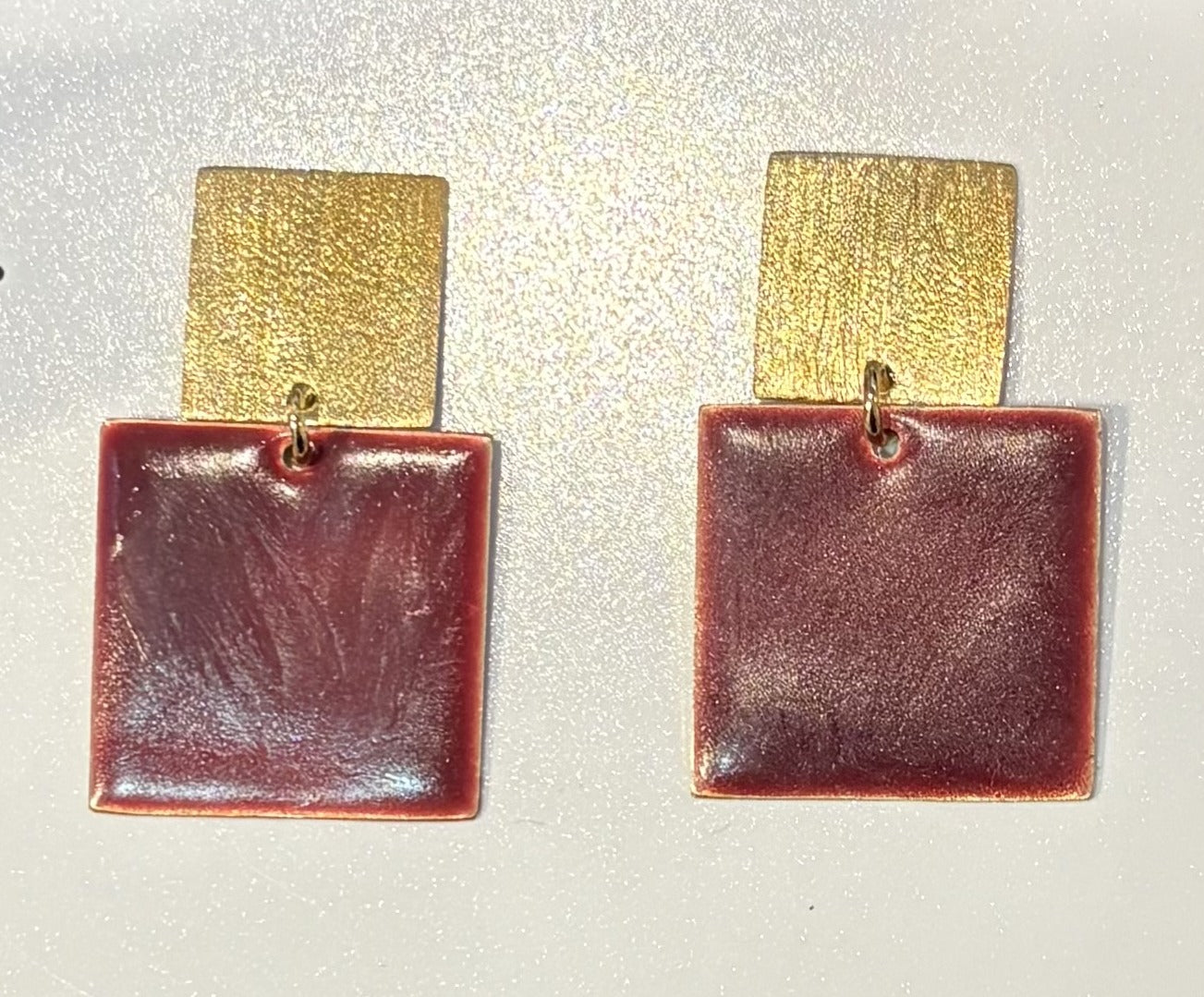 Pendientes Acuadritos vino - hechos a mano
