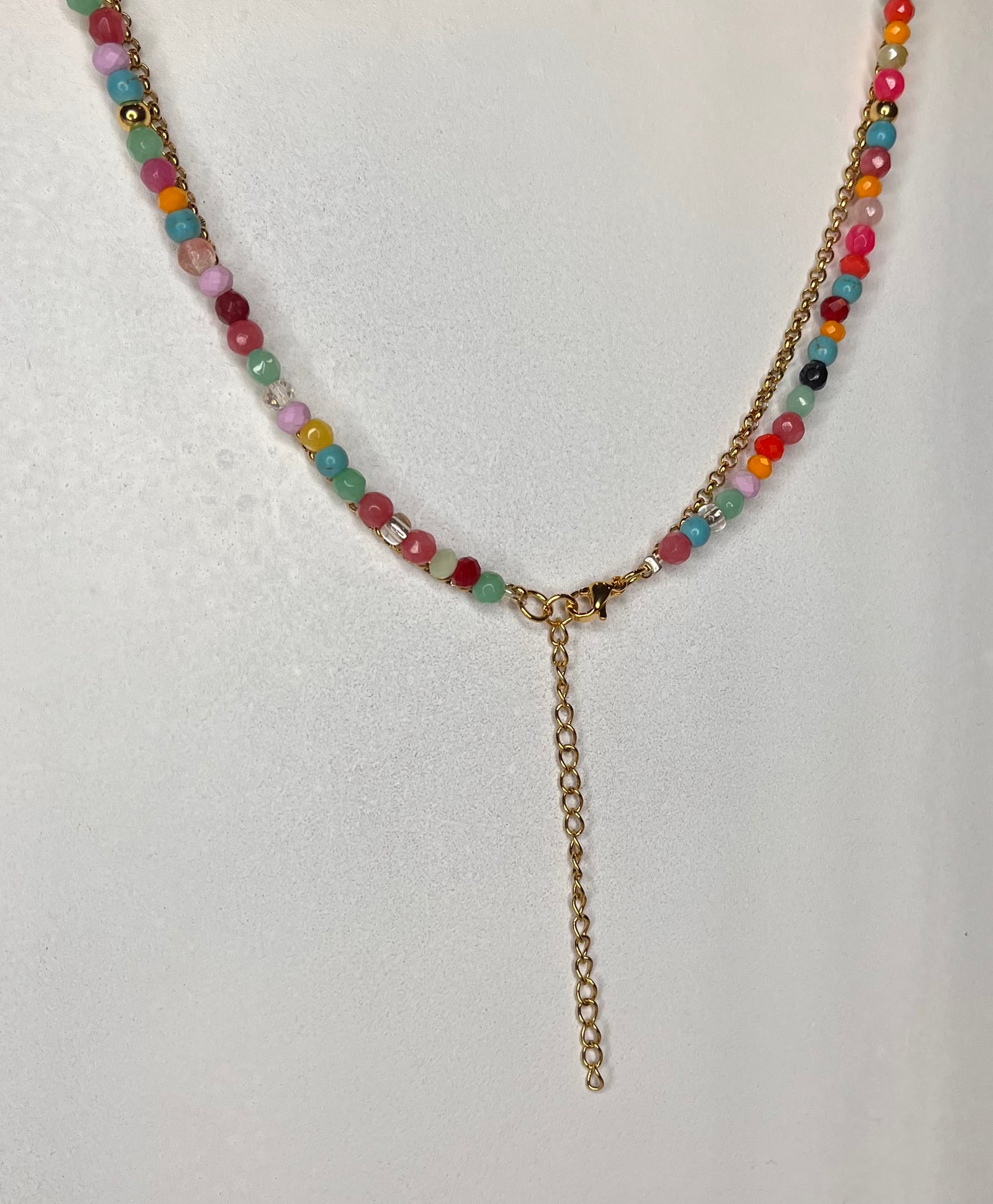 Double necklace with clover and pearl pendant