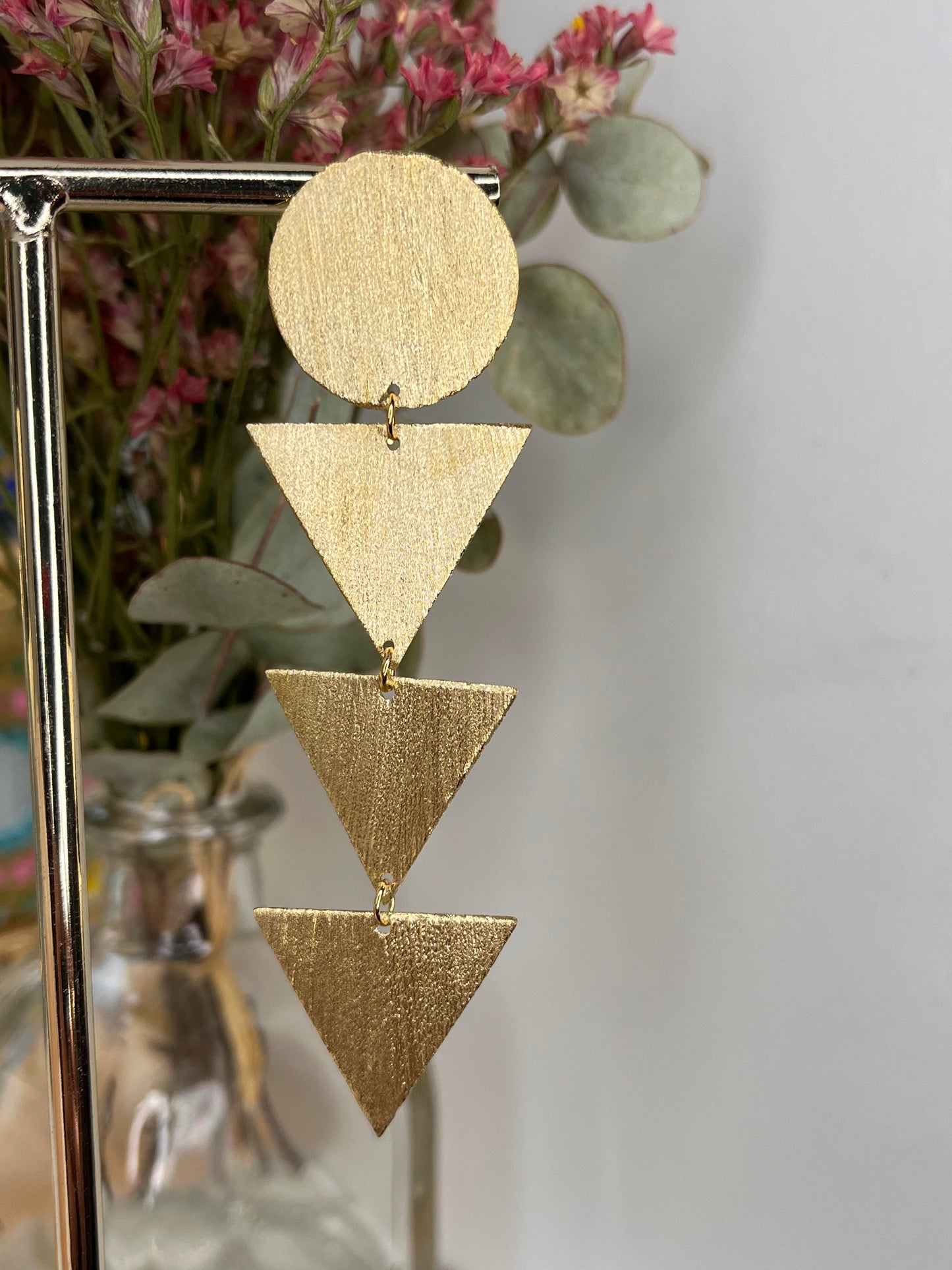 Brass triangle earrings