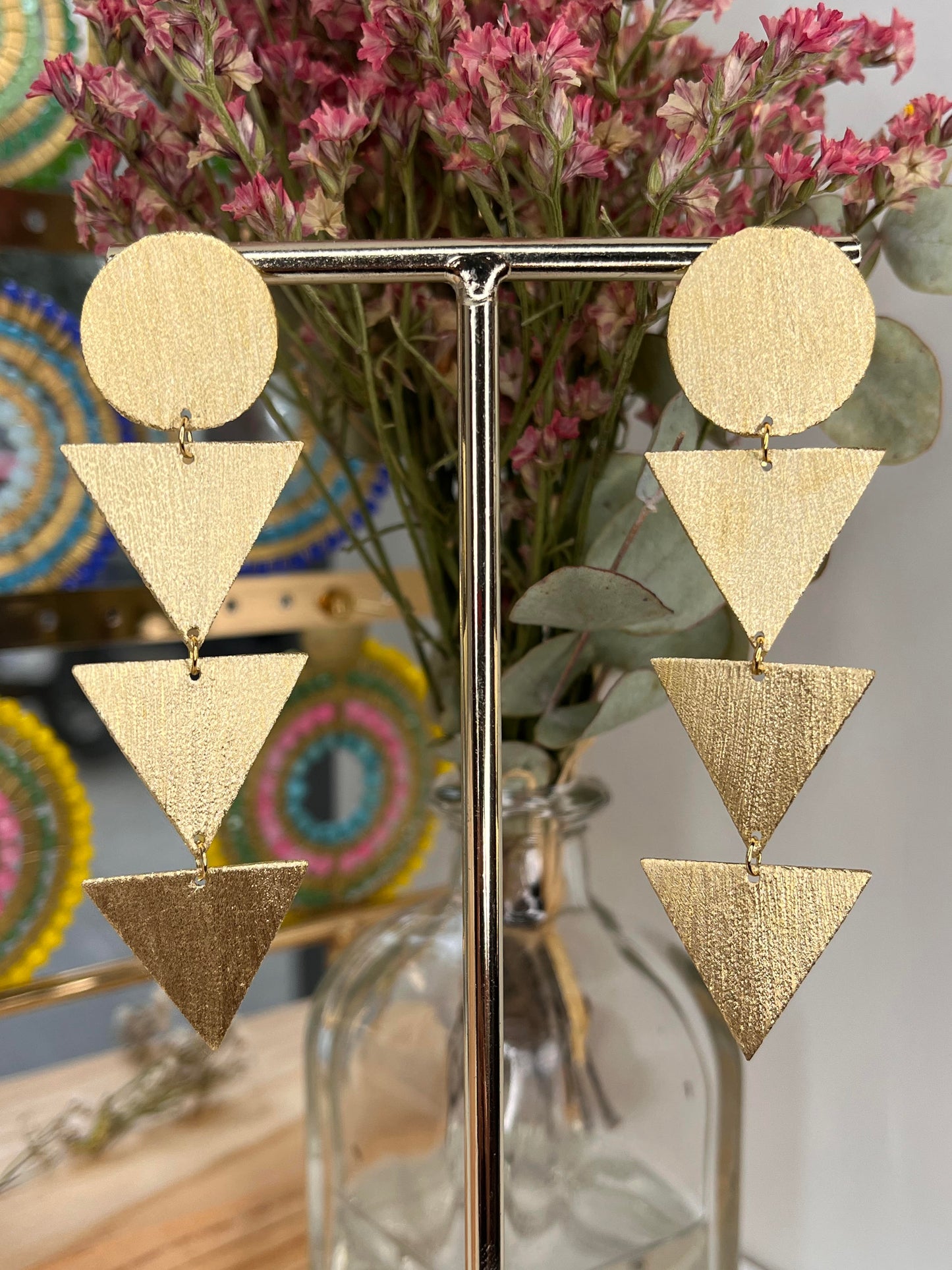 Brass triangle earrings