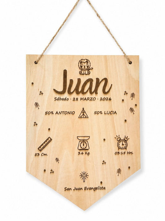 Banderín de Nacimiento Personalizado - Artesanal