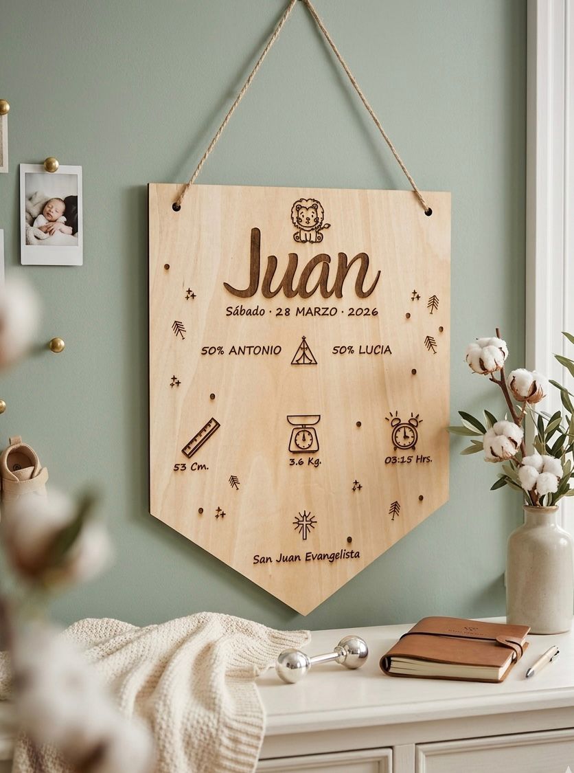 Banderín de Nacimiento Personalizado - Artesanal