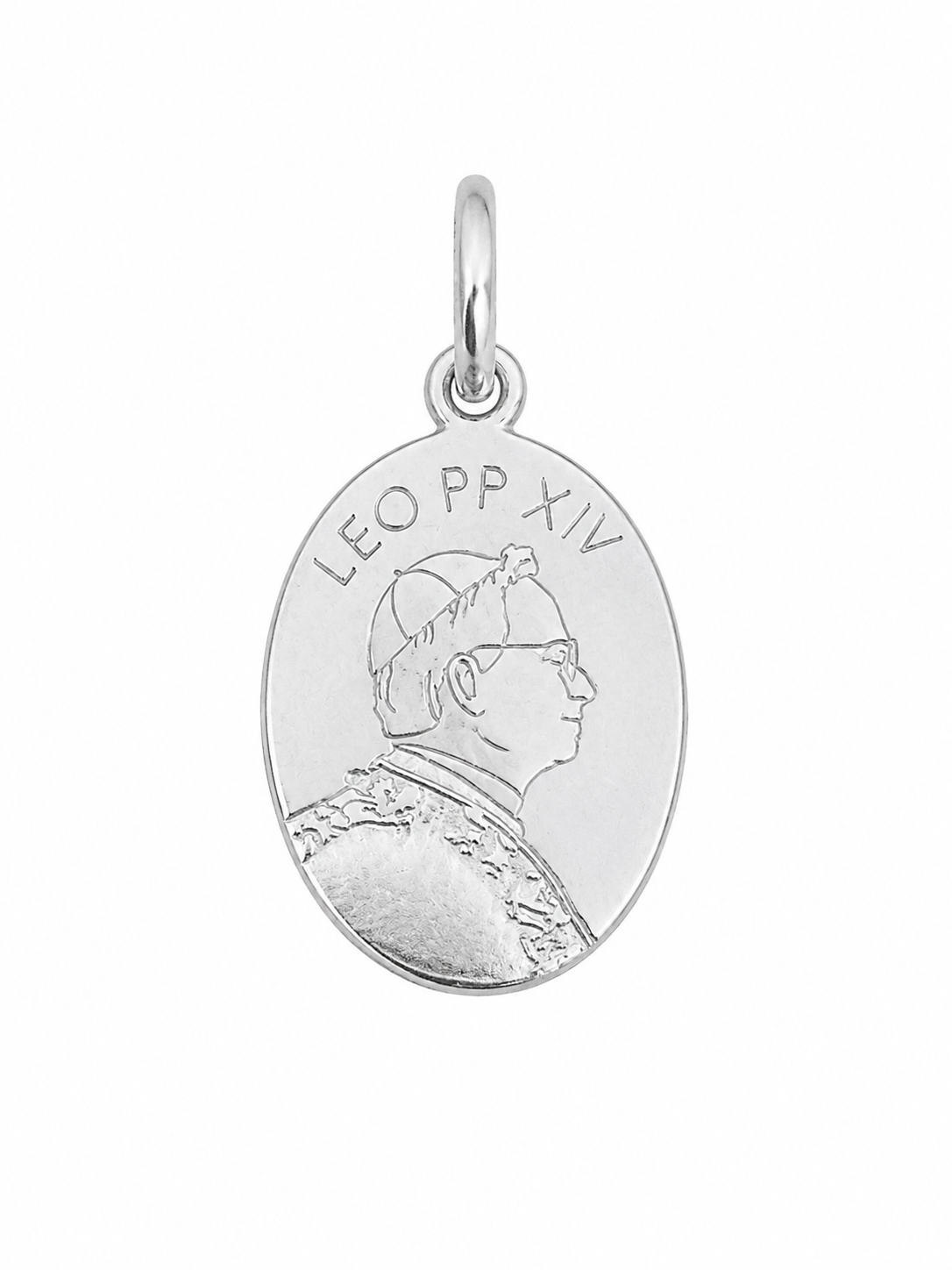 Medalla Papa León XIV en Plata 925 con Cadena | Recuerdo Especial de la Visita a Madrid