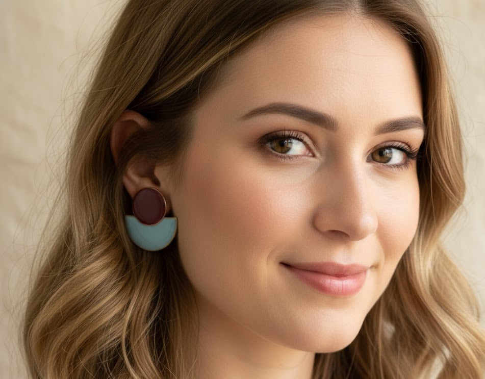 Spring Green Semi-Handmade Earrings