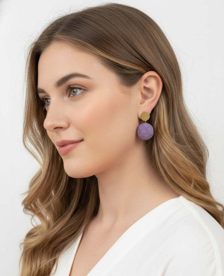 Pendientes Piedra Volcánica lila
