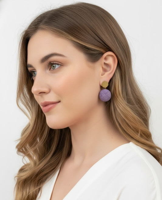 Pendientes Piedra Volcánica lila