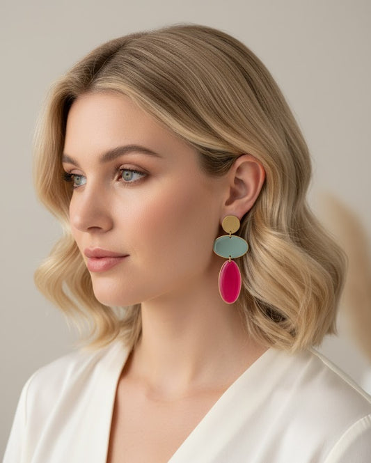 Pendientes Maxicolor /Turquesa & Fucsia