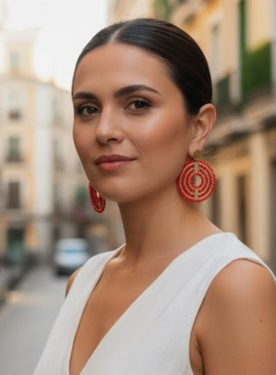 Pendientes Maxi tejidos Midi ROJOS