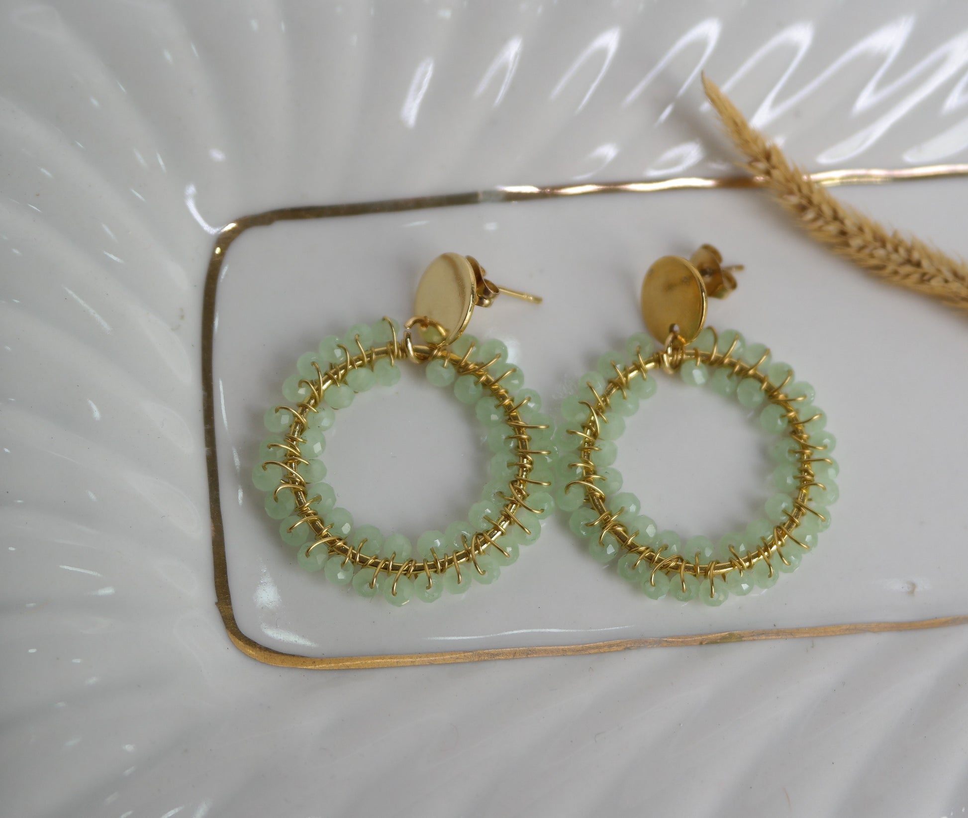Pendientes tejidos en acero y cristal