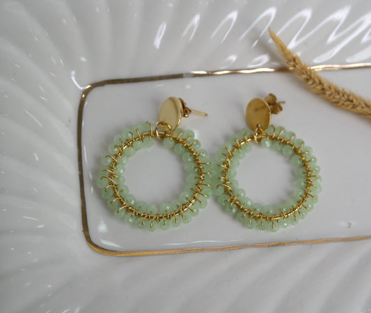 Pendientes tejidos en acero y cristal