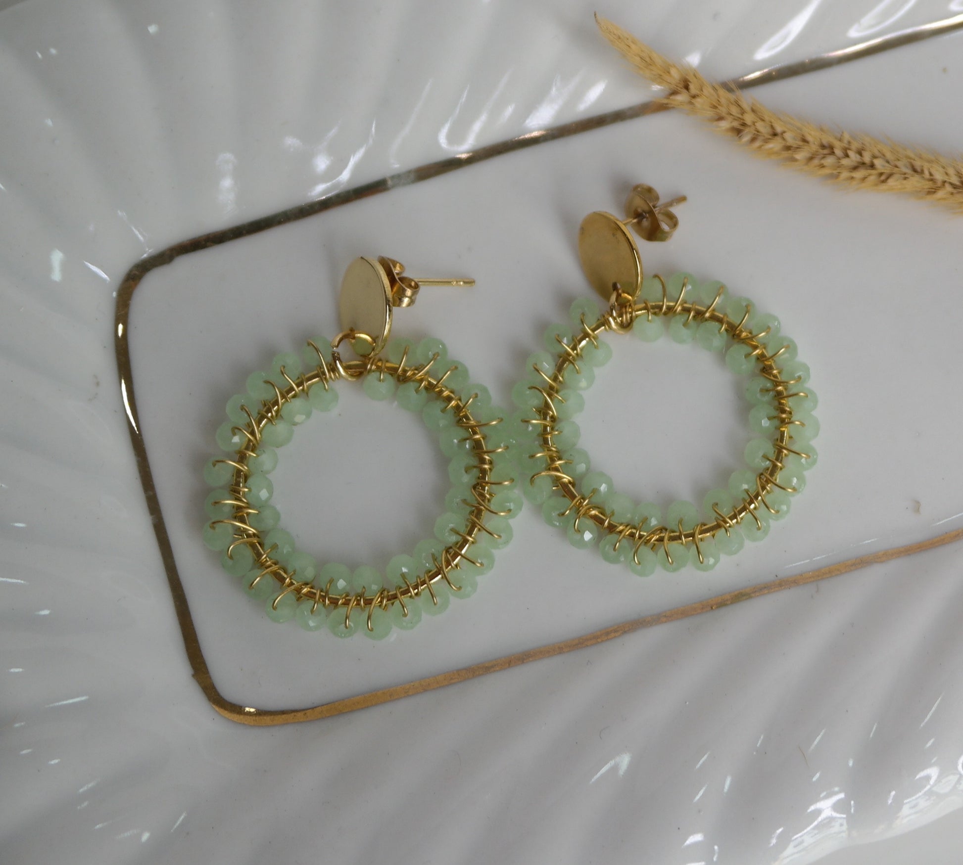 Pendientes tejidos en acero y cristal