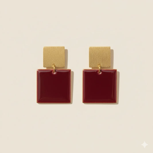 Pendientes Acuadritos vino - hechos a mano