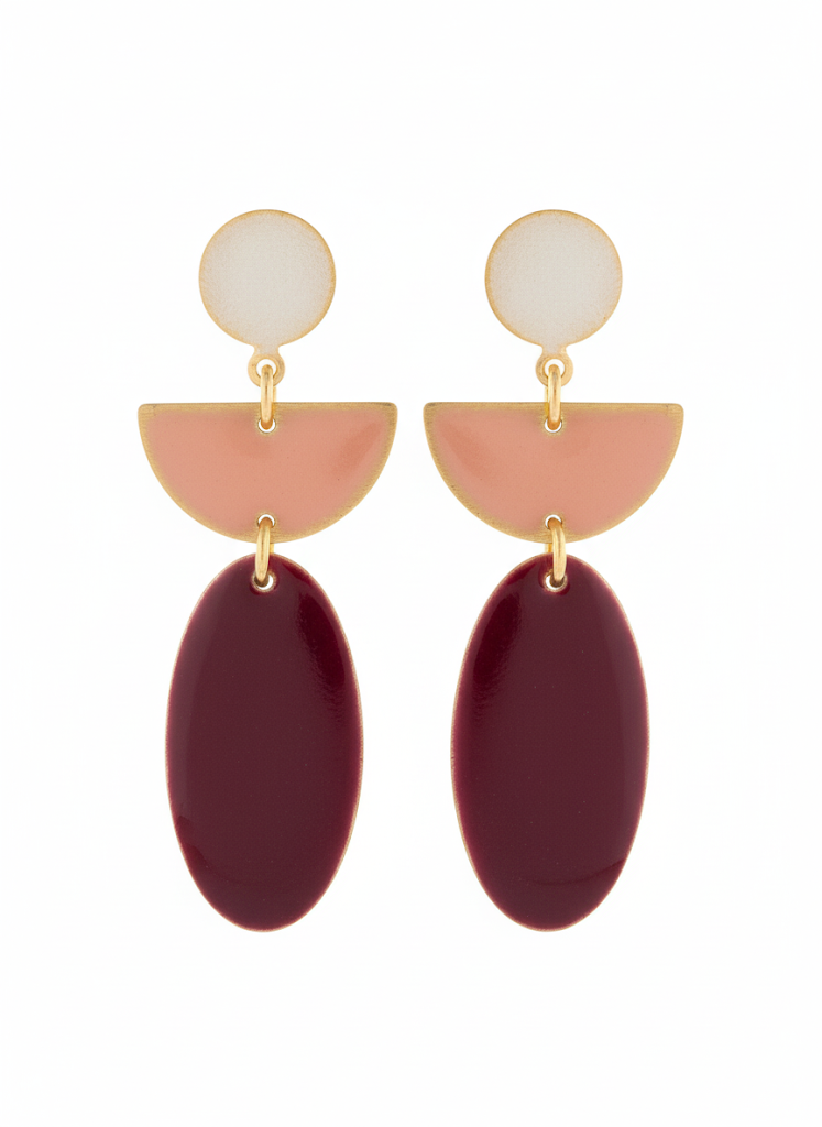 Pendientes Geometría  Vino- Pendientes hechos a mano