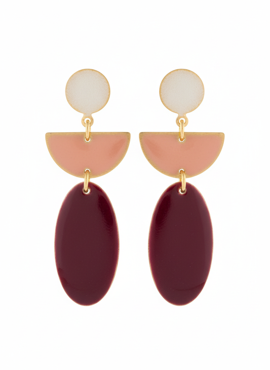 Pendientes Geometría  Vino- Pendientes hechos a mano