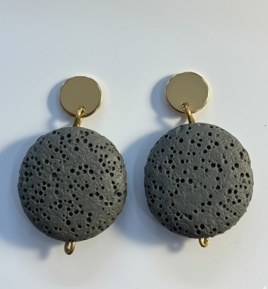 Pendientes Piedra Volcánica gris