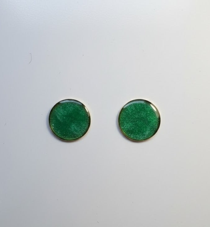 Pendientes Lunares verde MINI - pintados a mano