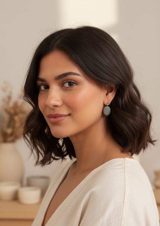 Pendientes Piedra Volcánica gris