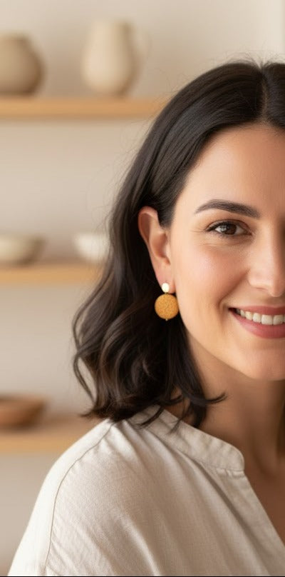 Pendientes Piedra Volcánica mostaza