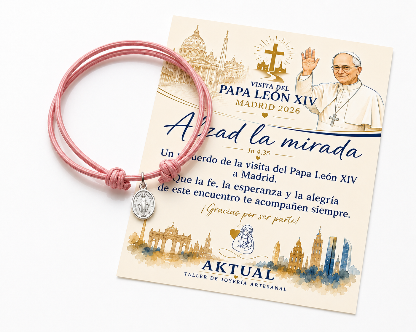 Pulsera Virgen del Carmen en Plata – Edición Especial Visita del Papa a Madrid 2026