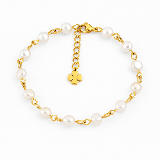 Pearl and stainless steel bracelet