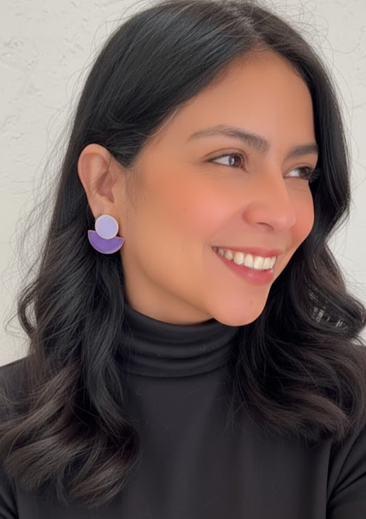 Semi-purple handmade earrings