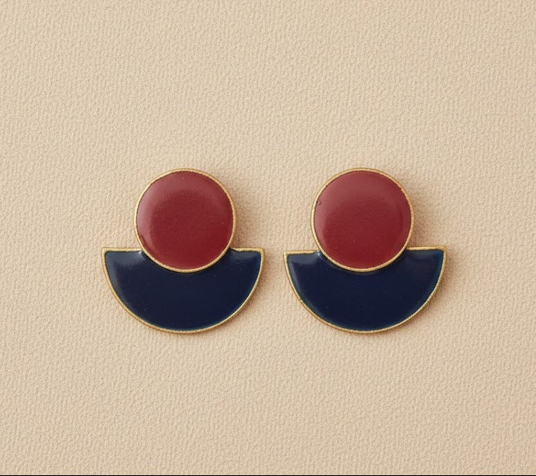 Pendientes Artesanales Semi Fucsia y azul marino