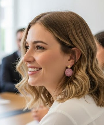 Pendientes Piedra Volcánica rosa claro