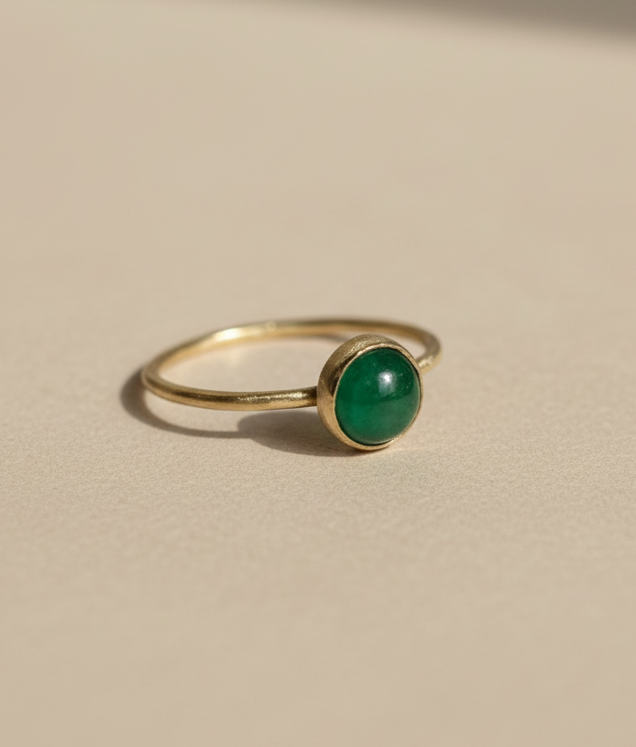Anillo Alma Verde - Latón y Jade